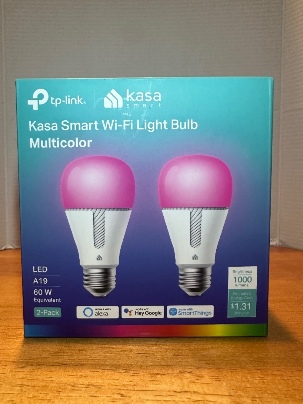 Kasa Smart WiFi Color Changing Dimmable Bulbs (2-Pack, Multicolor)